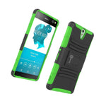 For Sony Xperia C5 Ultra Belt Clip Case Neon Green Black Holster Hybrid Cover
