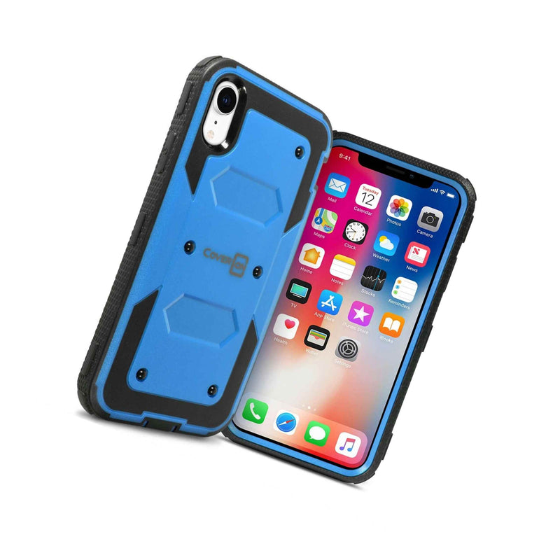 Blue Heavy Duty Protective Hard Cover Tough Phone Case For Apple Iphone Xr