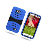 Blue Black Stand Rugged Hybrid Armor Phone Cover For Lg Optimus Exceed 2
