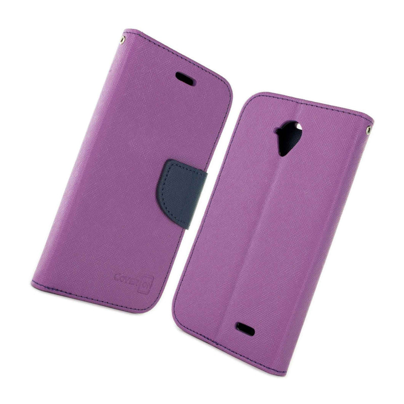 Purple Navy Phone Cover For Zte Allstar Stratos Card Case Holder Folio Pouch
