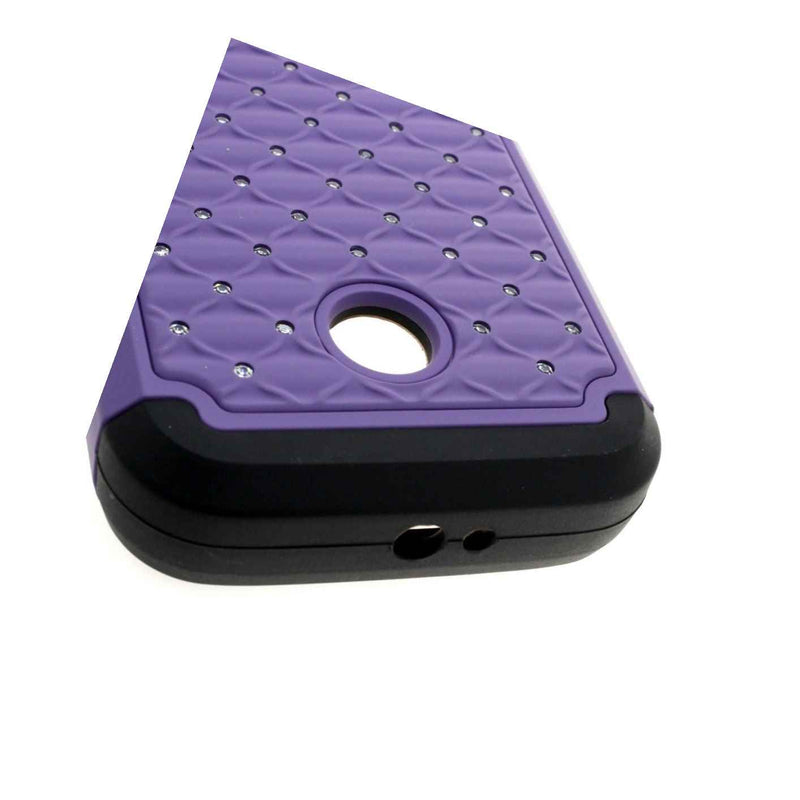 Diamond Case For Motorola Moto E Hybrid Dual Layer Purple Black Cover