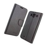 For Microsoft Lumia 950 Card Case Black Carbon Fiber Design Wallet Phone Cover
