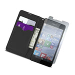 For Microsoft Lumia 950 Card Case Black Carbon Fiber Design Wallet Phone Cover