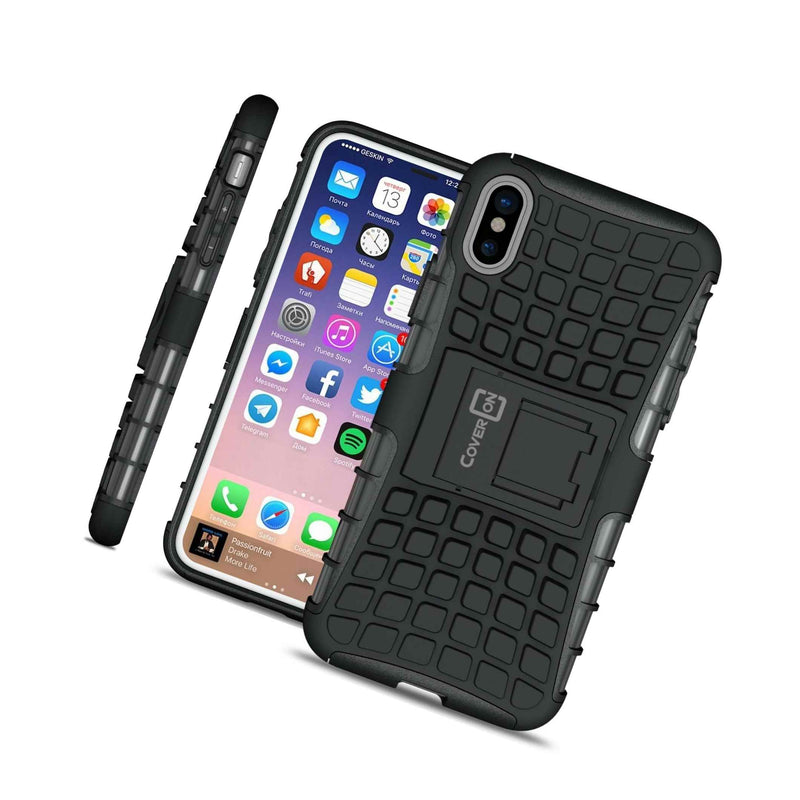 Black Kickstand Case For Apple Iphone Xs X 10 10S Hard Phone Cover W Stand