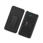 For Zte Tempo Belt Clip Case Black Holster Hybrid Tough Phone Cover