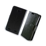 For Zte Sonata 2 Wallet Case Black Folio Faux Leather Pouch Lcd