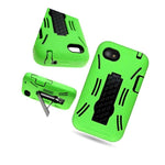 For Blackberry Q5 Case Hard Soft Dual Layer Green Black Hybrid Stand Cover