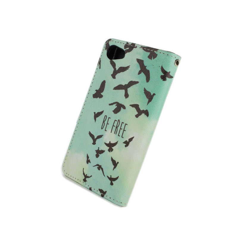 For Sony Xperia Z5 Compact Wallet Case Free Bird Design Folio Phone Pouch Cover