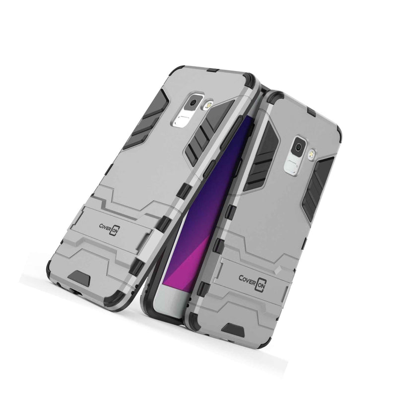 For Samsung Galaxy A8 2018 Hard Case Silver Black Hard Slim Hybrid Phone Cover