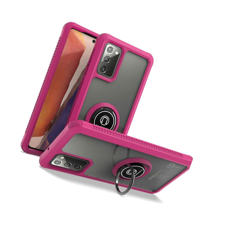 Pink Phone Case For Samsung Galaxy Note 20 Hard Cover W Grip Ring Kickstand