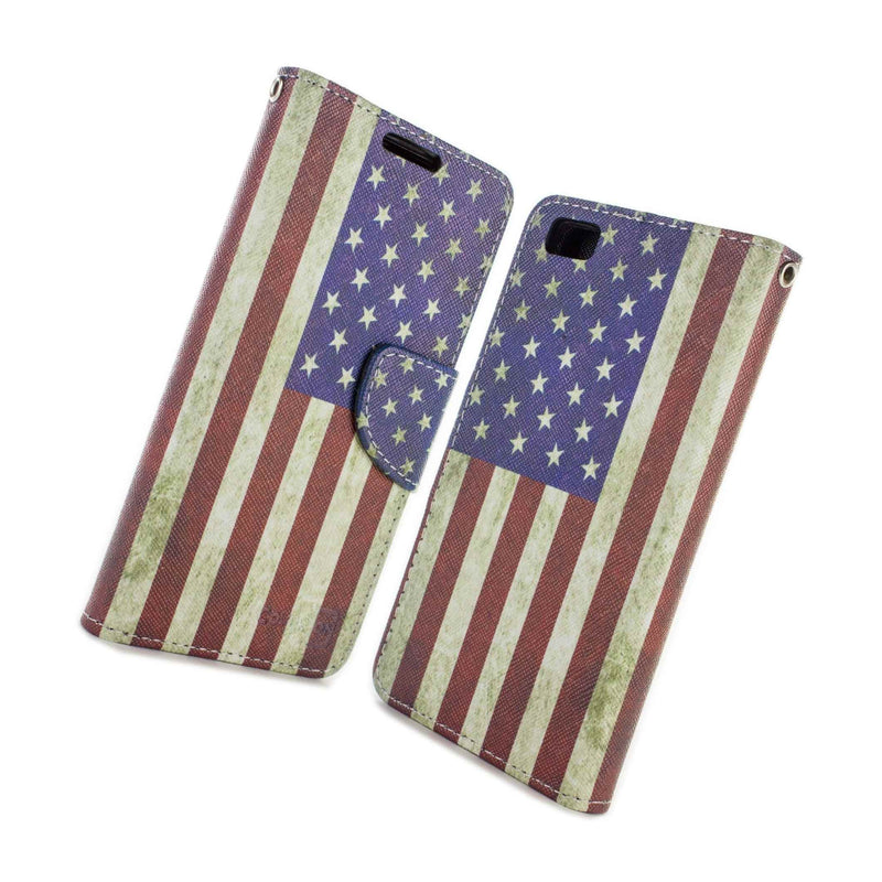 For Huawei P8 Lite Wallet Case Usa Flag Design Folio Phone Pouch