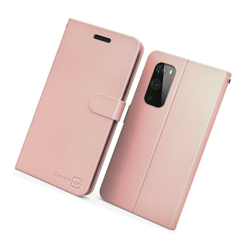 Rose Gold Rfid Blocking Pu Leather Wallet Card Phone Case For Oneplus 9 Pro