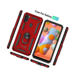 For Samsung Galaxy A11 Case Metal Ring Kickstand Red Shockproof Phone Cover