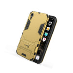 For Apple Iphone Xr 10R Hard Case Gold Black Slim Kickstand Phone Cover