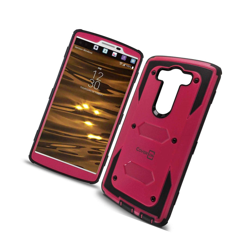 For Lg V10 Hot Pink Black Case Protective Armor Hard Phone Cover