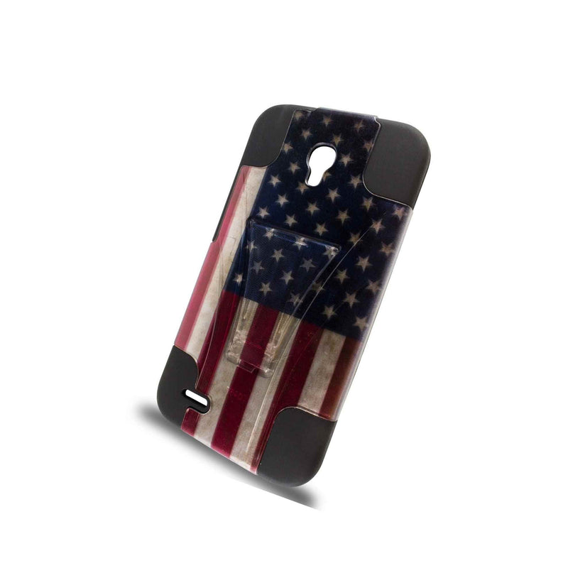 American Flag Design Hybrid Kickstand Cover Case For Alcatel One Touch Conquest