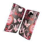 Folio Flip Credit Card Holder Wallet Case For Lg K3 2016 Pink Butterfly