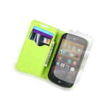 Coveron For Zte Compel Wallet Case Light Blue Neon Green Credit Card Folio