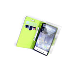 Coveron For Sharp Aquos Wallet Case Navy Neon Green Credit Card Folio Cover