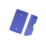 Coveron For Sharp Aquos Wallet Case Navy Neon Green Credit Card Folio Cover