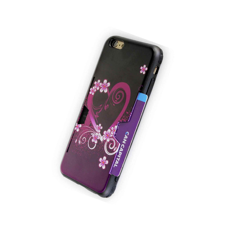 For Apple Iphone 6S Plus 6 Plus Case Purple Love Slim Card Holder Slot