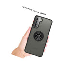 Clear Black Phone Case For Samsung Galaxy S21 Plus 5G Hard Cover W Grip Ring