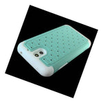 For Htc Desire 610 Case Teal White Hybrid Diamond Bling Skin Phone Cover Armor