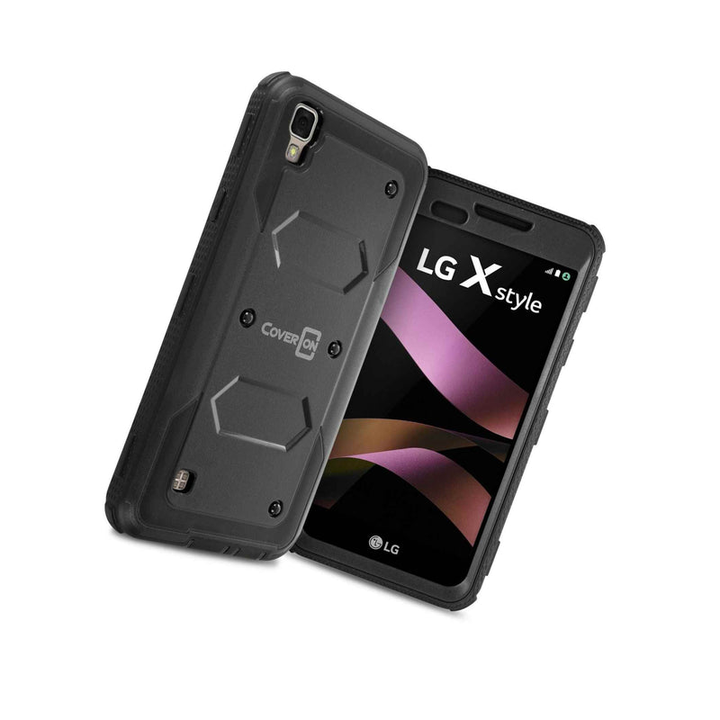For Lg Tribute Hd X Style Black Case Protective Armor Hard Phone Cover
