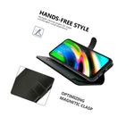 Black Rfid Blocking Pu Leather Wallet Phone Case For Motorola Moto G9 Plus