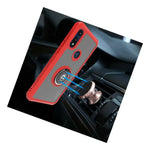 Red Phone Case For Motorola Moto E 2020 Hard Clear Cover W Grip Ring Kickstand