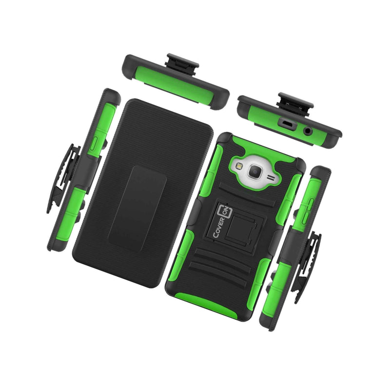For Samsung Galaxy On5 Belt Clip Case Neon Green Holster Hybrid Phone Cover