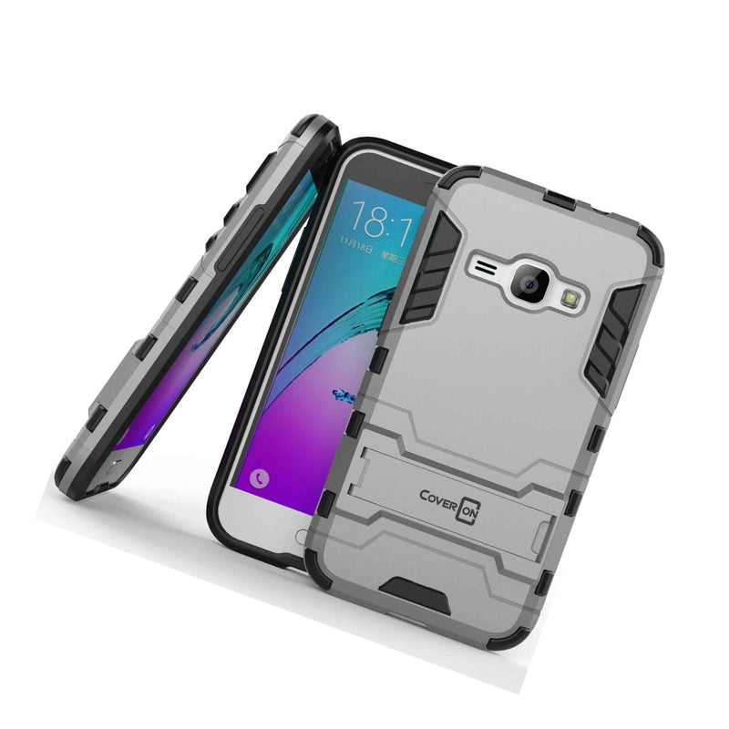 For Samsung Galaxy J1 Galaxy Amp 2 Case Armor Kickstand Slim Hard Cover Silver