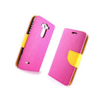 Coveron For Lg G3 Vigor Wallet Case Hot Pink Yellow Credit Card Folio Cover