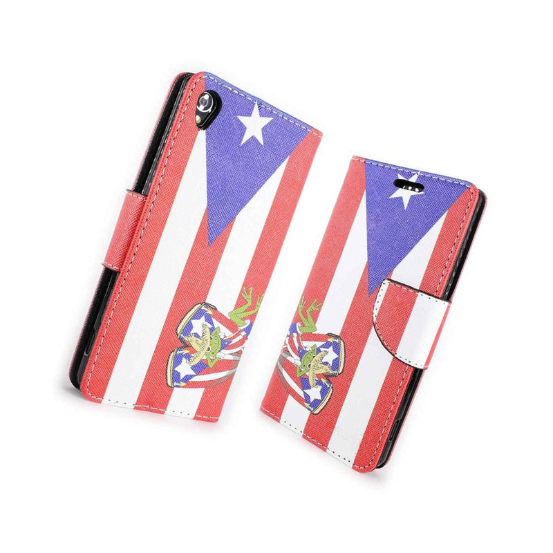 Coveron For Sony Xperia Z3 Wallet Case Puerto Rico Flag Credit Card Folio Cover