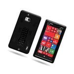 For Nokia Lumia Icon 929 Case Hard Soft Dual Layer Black Hybrid Stand Cover