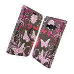 For Samsung Galaxy J1 Ace Wallet Case Pink Butterfly Design Folio Phone Pouch