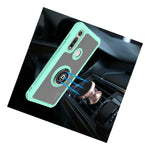Mint Teal Phone Case For Motorola Moto G Fast Hard Cover W Grip Ring Kickstand