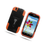 For Zte Grand X Case Hybrid Dual Hard Soft Stand Phone Cover Orange Black