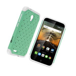 For Alcatel One Touch Conquest Case Teal White Hybrid Diamond Bling Hard Cover