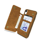 Brown Wallet Case For Apple Iphone Xr Phone Cover With Credit Card Slots