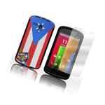 Tpu Inner Plastic Outer Case For Motorola Moto G Lte 1St Gen Puerto Rico Flag