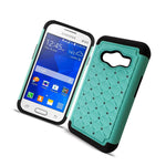 For Samsung Galaxy Ace Nxt Case Teal Black Hybrid Diamond Bling Skin Cover