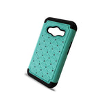 For Samsung Galaxy Ace Nxt Case Teal Black Hybrid Diamond Bling Skin Cover