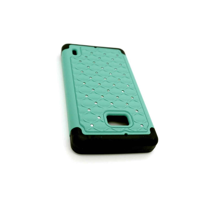 Diamond Case For Nokia Lumia Icon 929 Hybrid Dual Layer Teal Black Cover