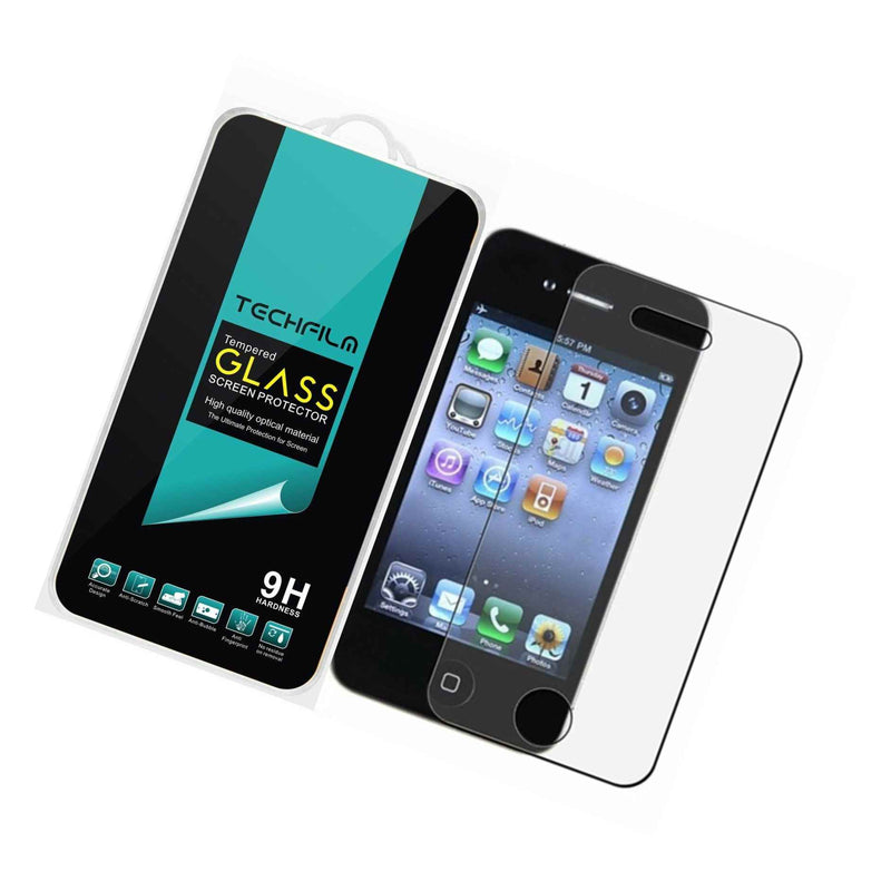 Techfilm Tempered Glass Screen Protector Saver Shield For Apple Iphone 4 4S