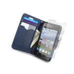 For Zte Sonata 2 Wallet Case Teal Navy Folio Screen Protector Pouch