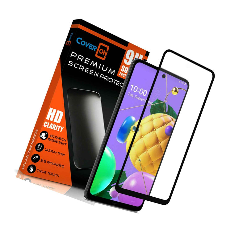 3Pcs Screen Protector Tempered Glass For Lg K52 K62 Q52 Clear With Black Rim