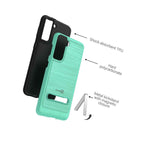 For Samsung Galaxy S21 5G Case Magnetic Kickstand Mint Teal Hard Phone Cover