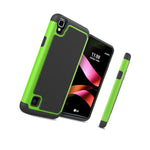 For Lg Tribute Hd X Style Case Green Black Hard Rugged Skin Phone Cover