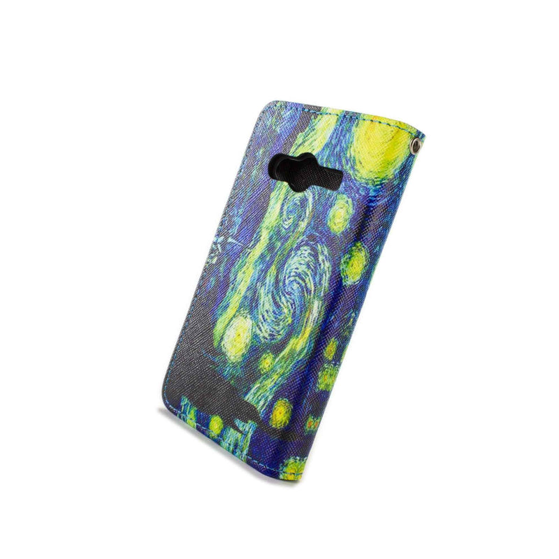 Wallet Case For Samsung Galaxy Ace Nxt Card Folio Cover Starry Night Design